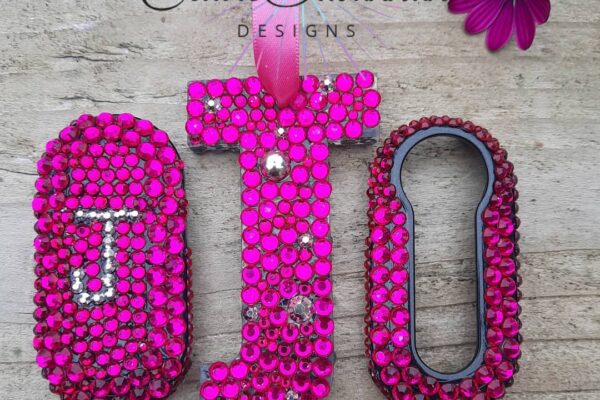 fushia pink fiat 500 key cover and initial