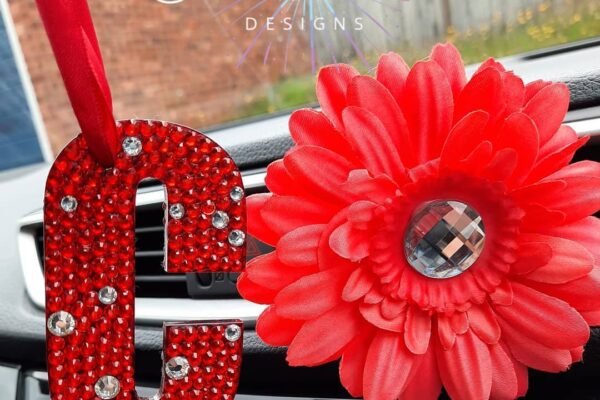 Crystallised Hanging initial in red